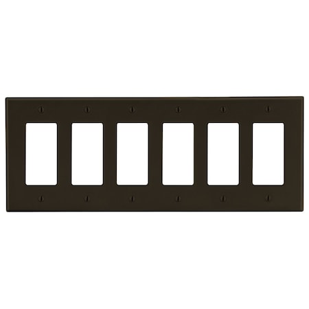 Hubbell Wiring Device-Kellems Wallplate, 6-Gang, 6) Decorator, Brown P266